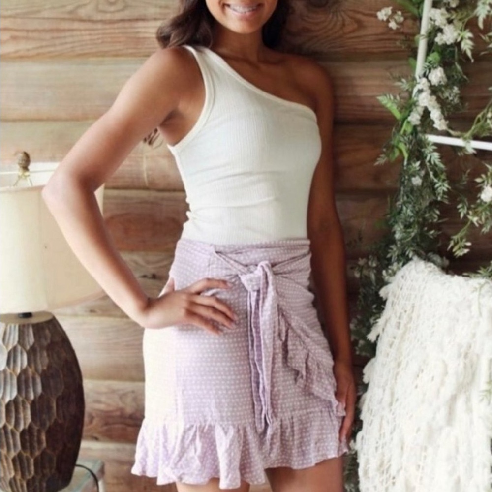 Altar'd State Lilac Mini Wrap Skirt SZ S